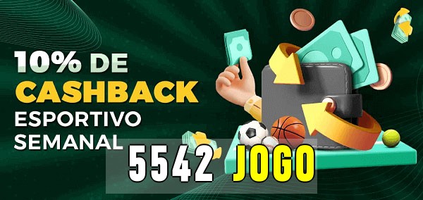 10% de bônus de cashback na 5542 JOGO